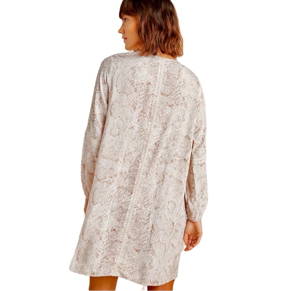 Anthropologie Mini Dress Tunic Coverup Camilla Snake Print Crochet Henley NEW M - Picture 2 of 16